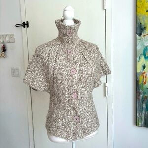 TH TOMMY HILFIGER SLEEVELESS KNIT SWEATER CARDIGAN in Beige SIZE XS